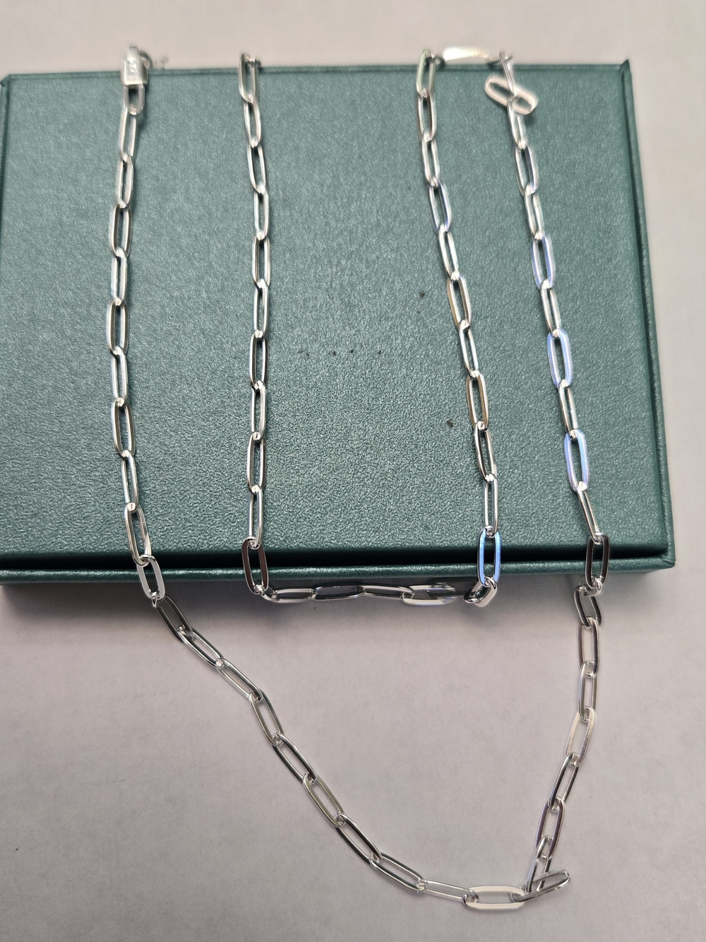 14kt White Gold Plated Over Sterling Silver Paperclip Link Chain